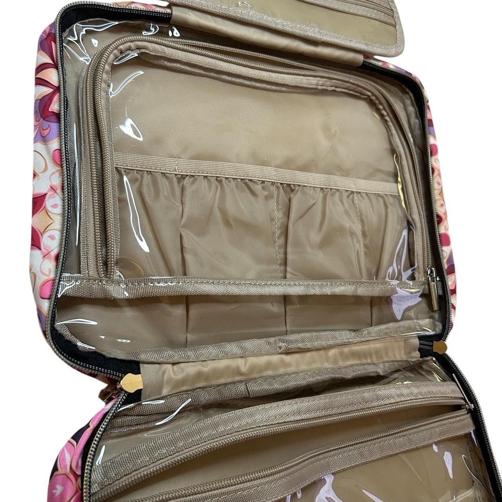 Travel Toiletry Bag Pink Floral Advinity Large Makeup Organizer Boho NWT